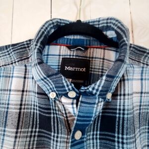 Marmot Blue and White Checkered Button-Down Shirt